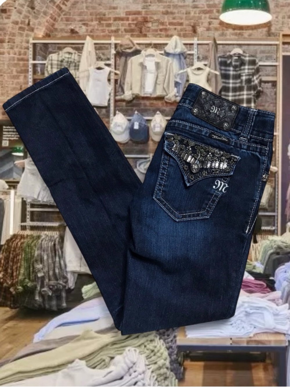 Dark Wash Miss Me Jeans Low Rise